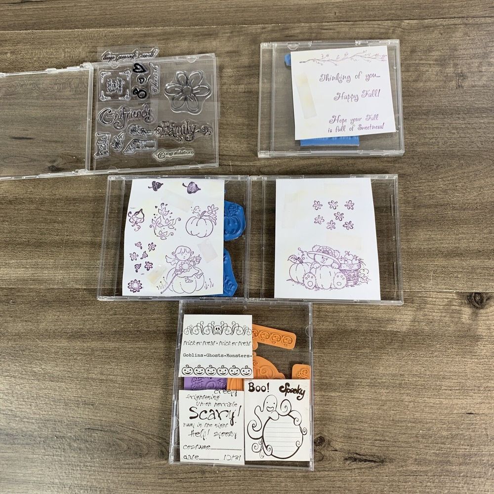Lot of 34 Assorted Fall Halloween Pumpkins Stamps Scrapbooking Cling